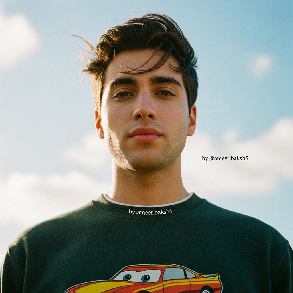 Low angle shot in tshirt